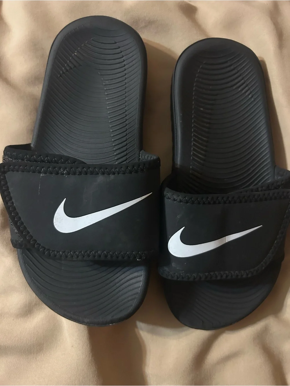 Nike Black Slide Sandals with White Swoosh - Youth/Junior